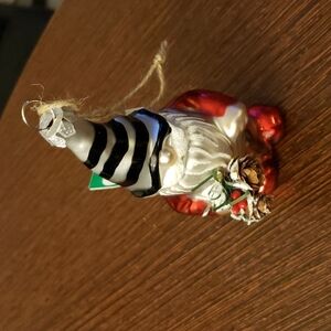 Kurt S Adler Red w/ Striped Hat Gingham Gnome Ornament